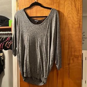 Express short sleeve to elbow grey shirt with black lace back